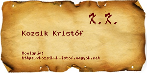 Kozsik Kristóf névjegykártya